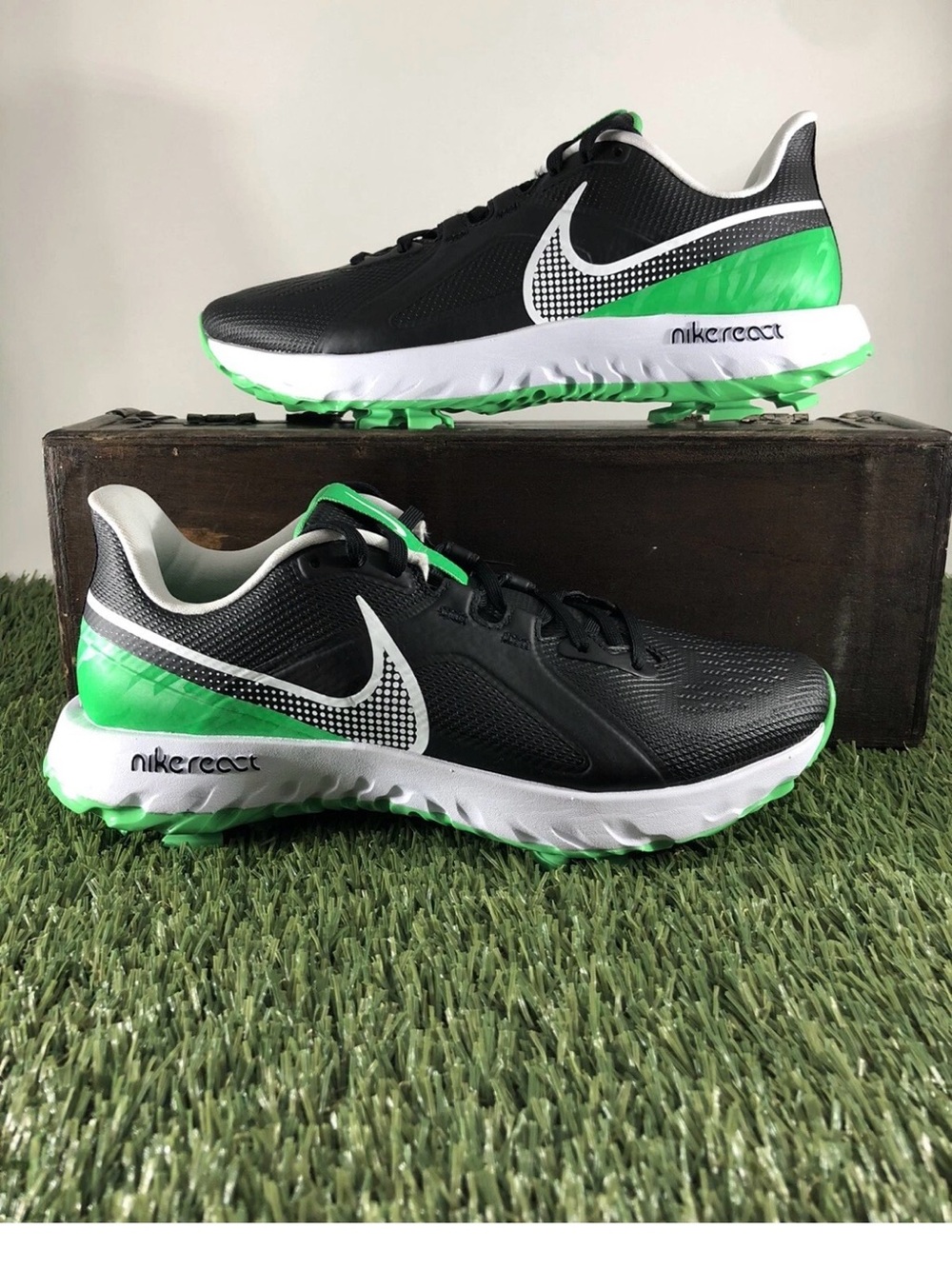 Nike React Infinity Pro Golf Shoes Black/Green Spark CT6620-001 Men's Size 10